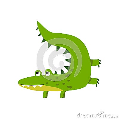 Funny cartoon crocodile character, friendly reptile vector Illustration Vector Illustration