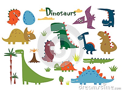 Cartoon funny dinosaurs Vector Illustration