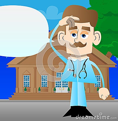 Confused health care worker, doctor, medic. Vector Illustration