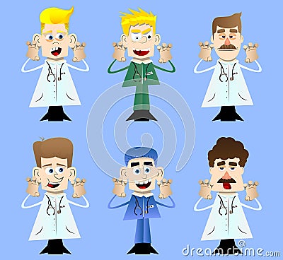 Doctor is trying to scare you. Vector Illustration