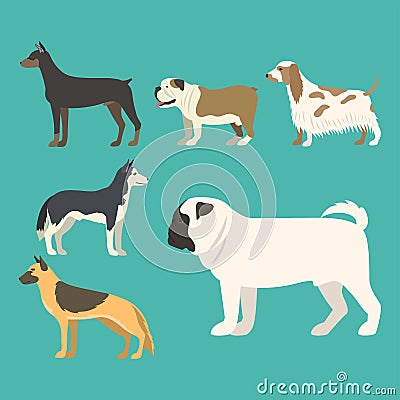 Funny cartoon dog character bread in flat style puppy pet animal doggy vector illustration. Vector Illustration