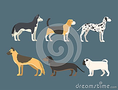 Funny cartoon dog character bread in flat style puppy pet animal doggy vector illustration. Vector Illustration