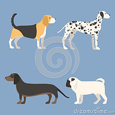 Funny cartoon dog character bread in flat style puppy pet animal doggy vector illustration. Vector Illustration