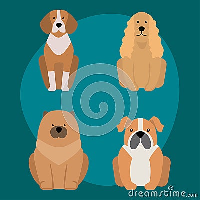 Funny cartoon dog character bread illustration in cartoon style happy puppy and isolated friendly mammal adorable mascot Vector Illustration