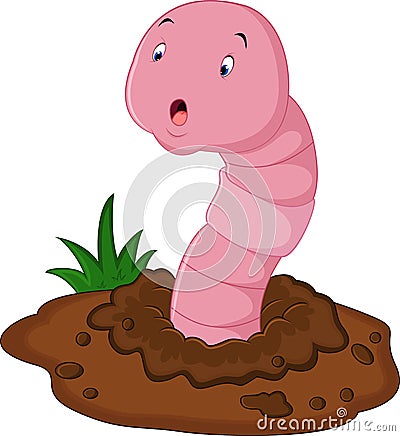 Funny cartoon earthworm Vector Illustration