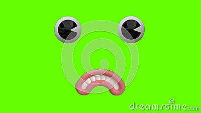 Funny Cartoon Face Reaction with Eyes and Mouth on Green Screen Background.  Facial Expressions 4K Animation Stock Footage - Video of childish,  expressions: 211888446