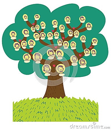 A funny cartoon family tree Cartoon Illustration