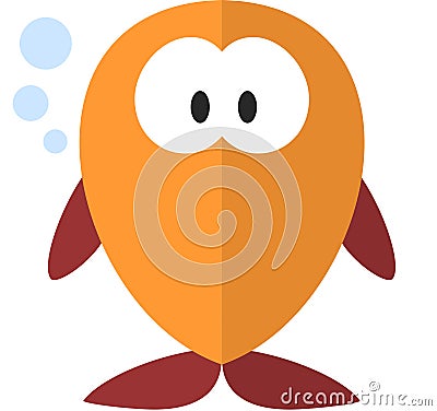 Funny cartoon fish. Flat icon Vector Illustration