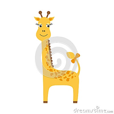 Funny cartoon giraffe isolated on white background. Vector Illustration