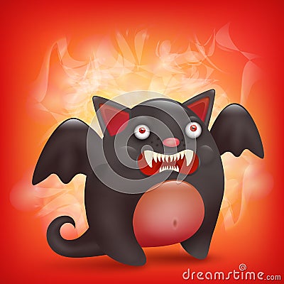 Funny cartoon halloween angry bat character Cartoon Illustration