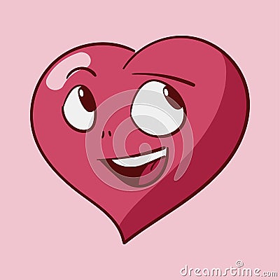 Funny cartoon heart character emotions, St Valentines vector icons, isolated Stock Photo