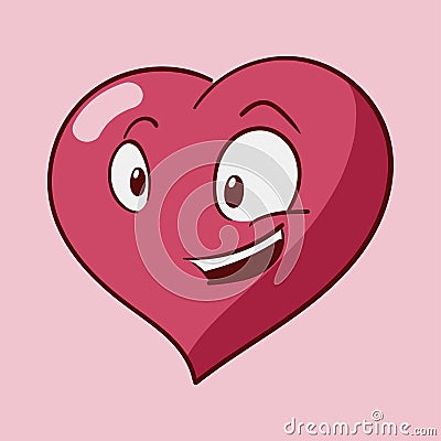 Funny cartoon heart character emotions, St Valentines vector icons, isolated Stock Photo