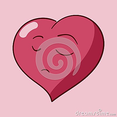 Funny cartoon heart character emotions, St Valentines vector icons, isolated Stock Photo