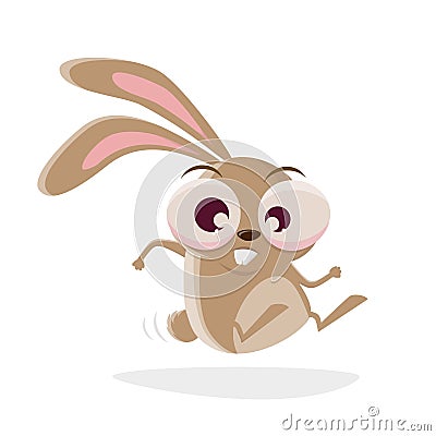 Funny cartoon illustration of a crazy rabbit hopping Vector Illustration