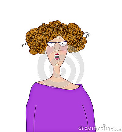 Funny Cartoon Lady With a Startled Expression Stock Photo