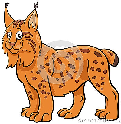 Funny cartoon lynx wild animal character Vector Illustration