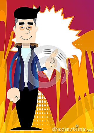 Man dressed for winter saying no with his finger. Vector Illustration