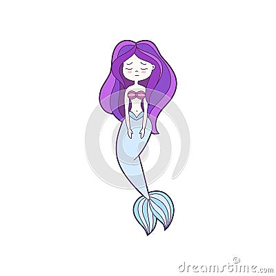 Funny cartoon mermaid. Patch, badge sticker. Icons, pattern for clothes, t-shirts, print, web design, postcards. Vector Vector Illustration