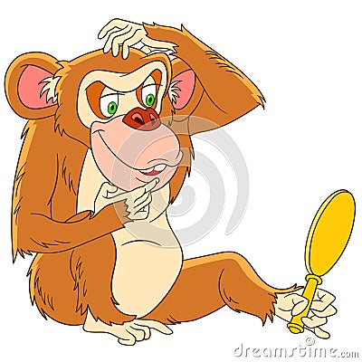 Funny cartoon monkey Vector Illustration