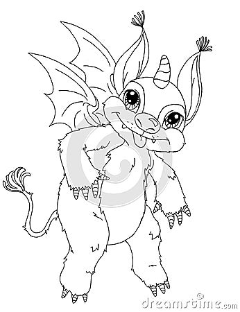 Funny cartoon monster coloring page Stock Photo