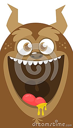 Funny cartoon monster screaming. Yelling angry monster expression. Halloween vector illustration. Vector Illustration