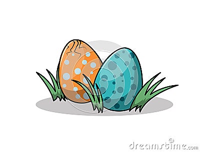 Funny cartoon multicolored dinosaur eggs Vector Illustration