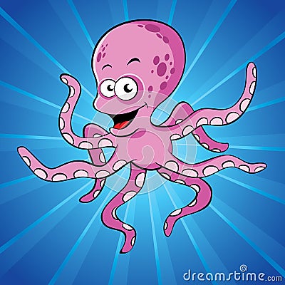 Funny cartoon octopus Vector Illustration