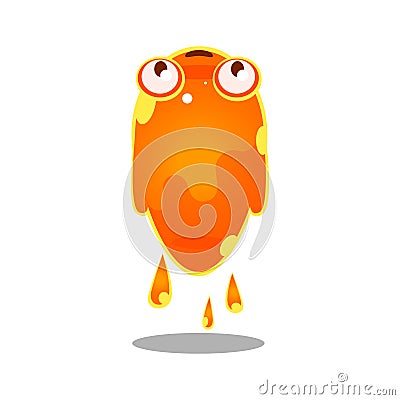 Funny cartoon orange sluggish blob monster. Cute bright jelly character vector Illustration Vector Illustration