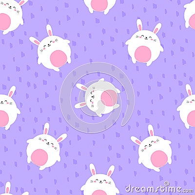 Funny cartoon pattern with hare. Happy Easter. Template for design, print. Vector background in doodle style. Cute Vector Illustration