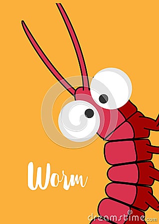 Funny Cartoon Pea Worm Face Expression Vector Illustration