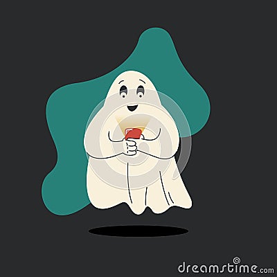 Funny cartoon poltergeist. Cute ghost floating in the air. Isolated fashion vector illustration. Vector Illustration