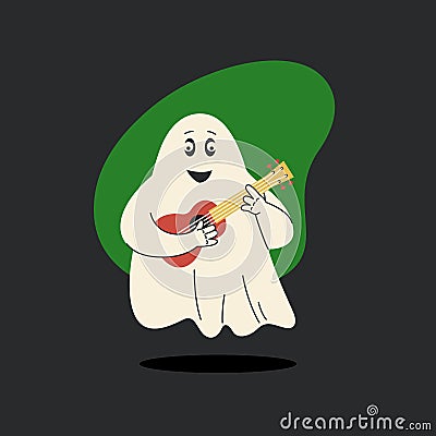 Funny cartoon poltergeist. Cute ghost floating in the air. Isolated fashion vector illustration. Vector Illustration