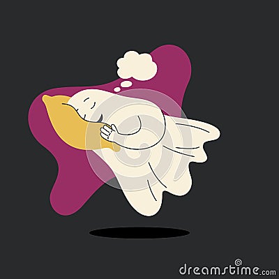 Funny cartoon poltergeist. Cute ghost floating in the air. Isolated fashion vector illustration. Vector Illustration