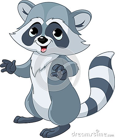 Funny cartoon raccoon Vector Illustration