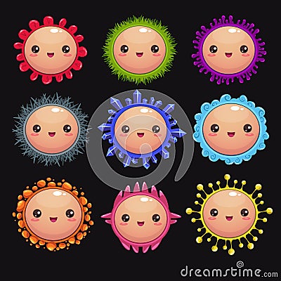 Funny cartoon round characters Stock Photo