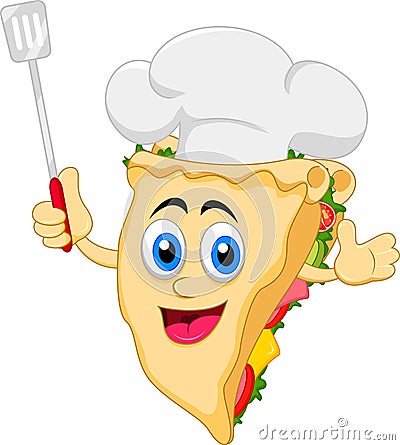 Funny cartoon sandwich chef character Vector Illustration