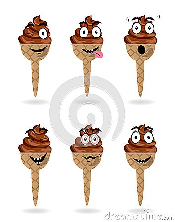 Funny, cartoon set, collection, group of isolated Vector Illustration