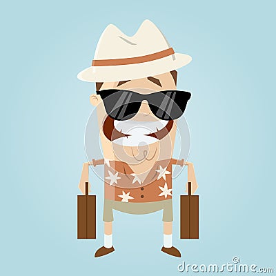 Funny cartoon tourist Vector Illustration