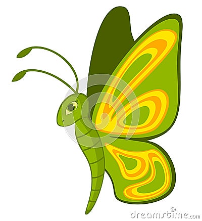 Funny cartoon Tropical Butterfly. Vector Illustration