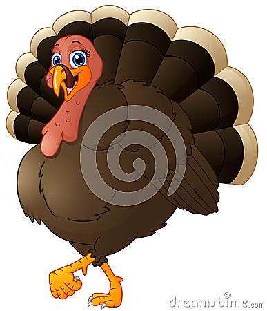 Funny cartoon turkey Vector Illustration