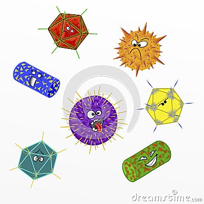 Funny cartoon virus illustration Cartoon Illustration