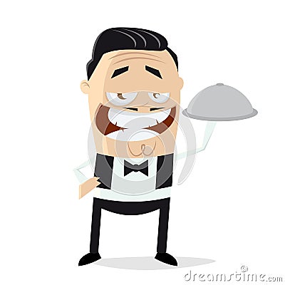 Funny cartoon waiter Vector Illustration