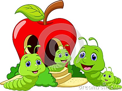 Funny cartoon worm family Stock Photo