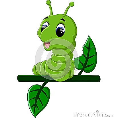 Funny caterpillar runs Vector Illustration