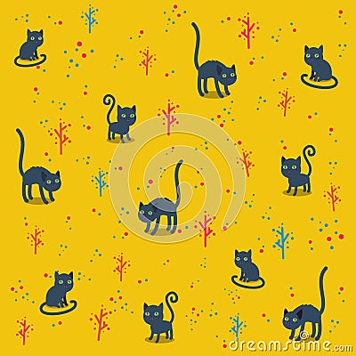 Funny cats pattern Vector Illustration