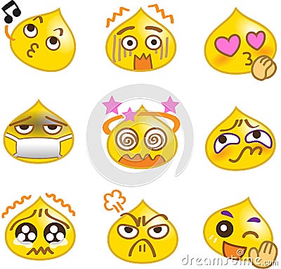 Emoticons Yellow Drop Set 1 Stock Photo