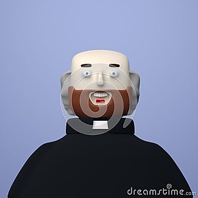 funny cheerful man priest in 3d style Cartoon Illustration