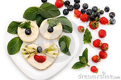 Funny cheesecakes on plate look like animal Stock Photo