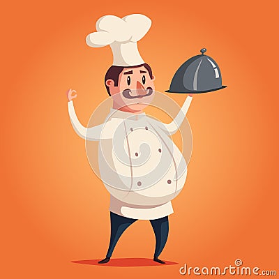 Funny chef, cute character. Vector cartoon illustration Vector Illustration
