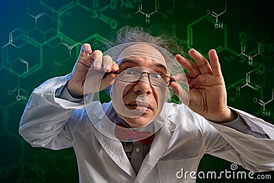 Funny chemistry professor Stock Photo